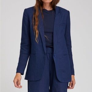 SPRWMN Los Angeles navy blue linen blazer